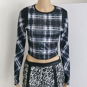 NWOT Whitney Eve Metallic Plaid Cropped Sweatshirt